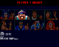 Dangerous streets CD32: Selection screen